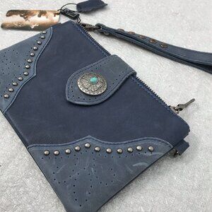 Nwt Montana West USA Blue Concho Wristlet Crossbody Handbag Wallet Purse Western